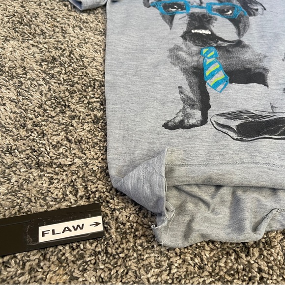 Boys sleepwear shirt size Large grey blue green dog hat glasses tie - Picture 8 of 12